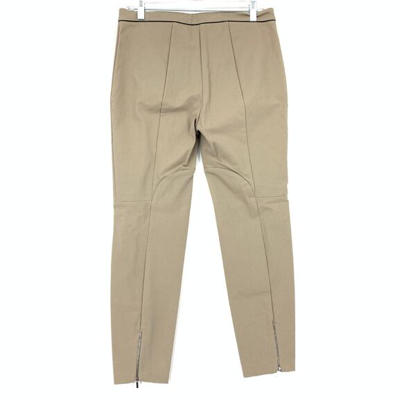 Piazza Sempione Slim Leg Equestrian Style Pant Womens Apx 30" Tan Zipper Detail - Picture 2 of 5